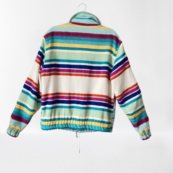 NEW Zara Cotton Blend Jacquard Multi-colored Bomber Jacket, Size L - Picture 8 of 16
